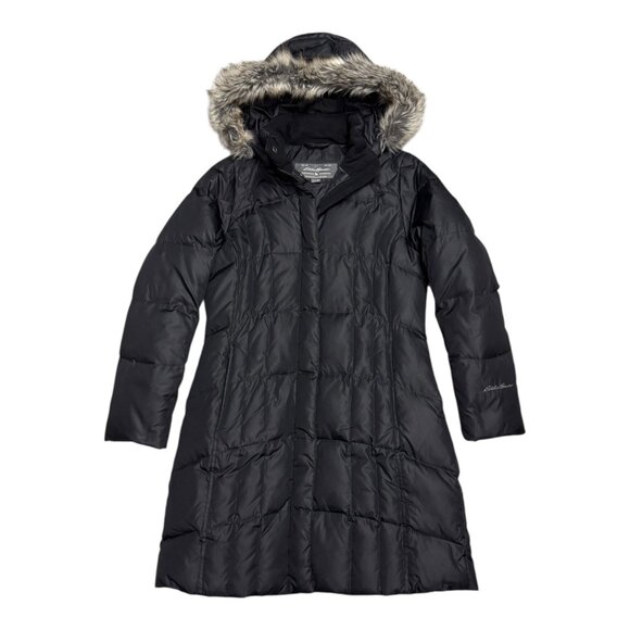 EDDIE BAUER Down Fill Faux Fur Winter Puffer Parka Jacket Coat Womens Small - Picture 1 of 7